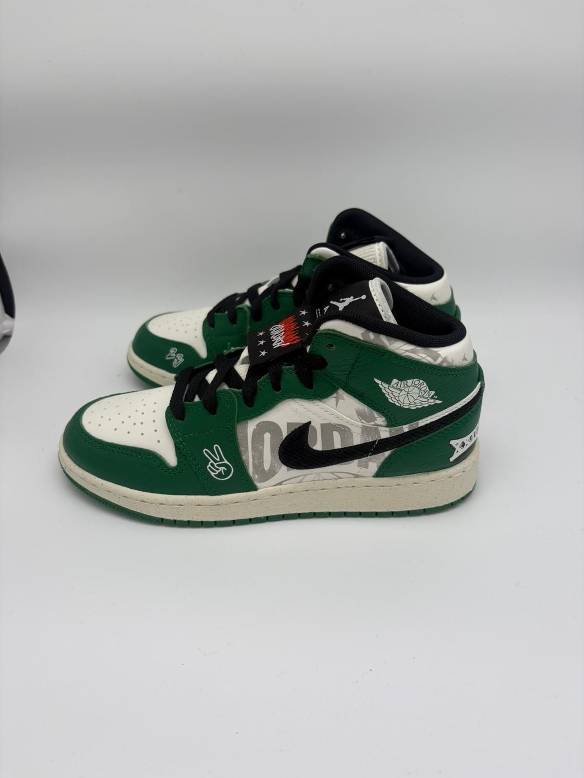 Air Jordan 1 Mid SE (GS) - Peace, Love, Swoosh